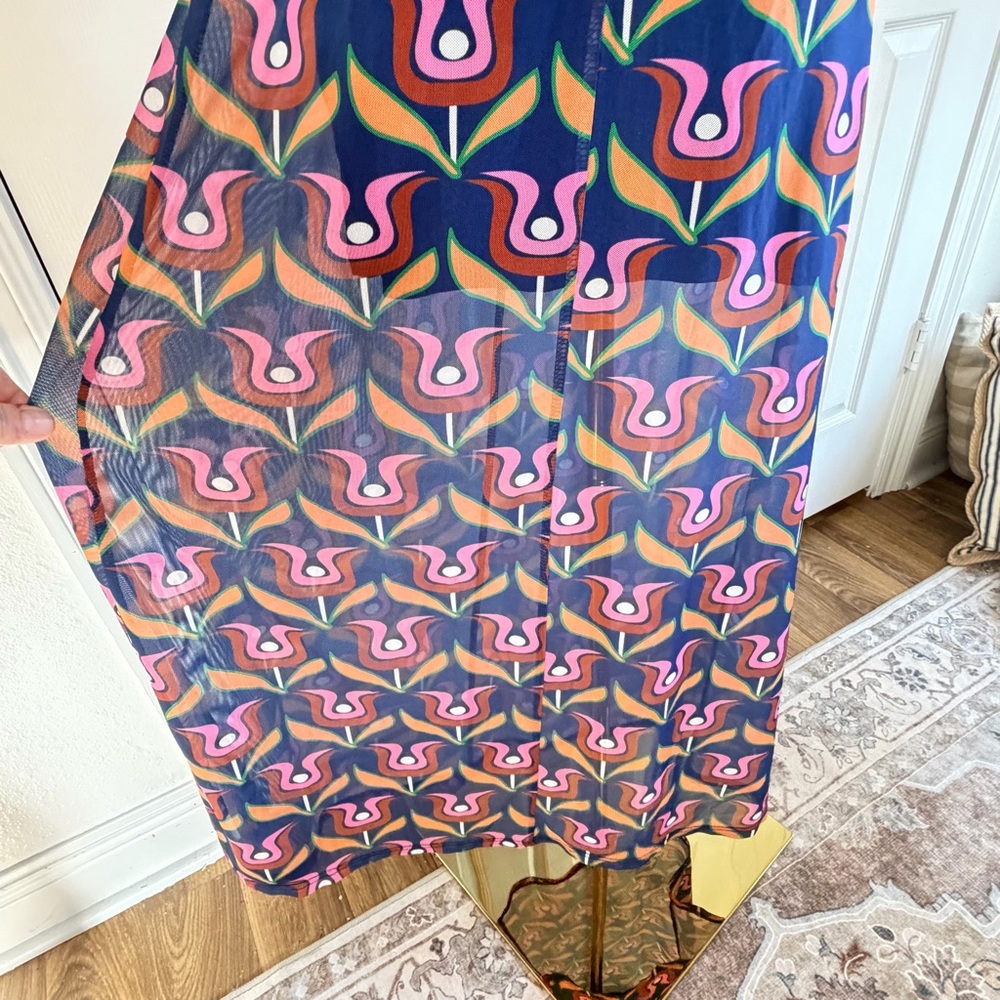 Dolls Kill Delia’s halter Maxi dress Y2K retro Psychedelic print women’s large - Picture 5 of 12
